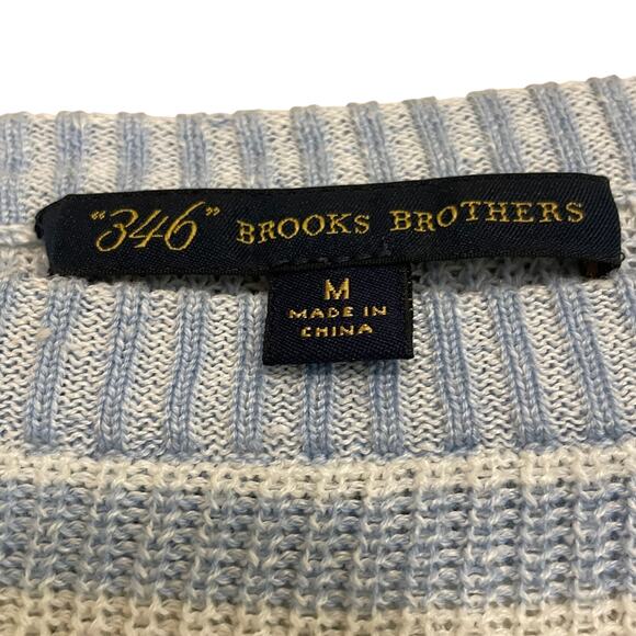 Brooks Brothers 346 Linen-Cotton Striped Boatneck Sweater M | Nautical Resort - Picture 2 of 6